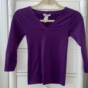 Moa Moa Stretchy Purple V Neck Top - One Size - Never Worn